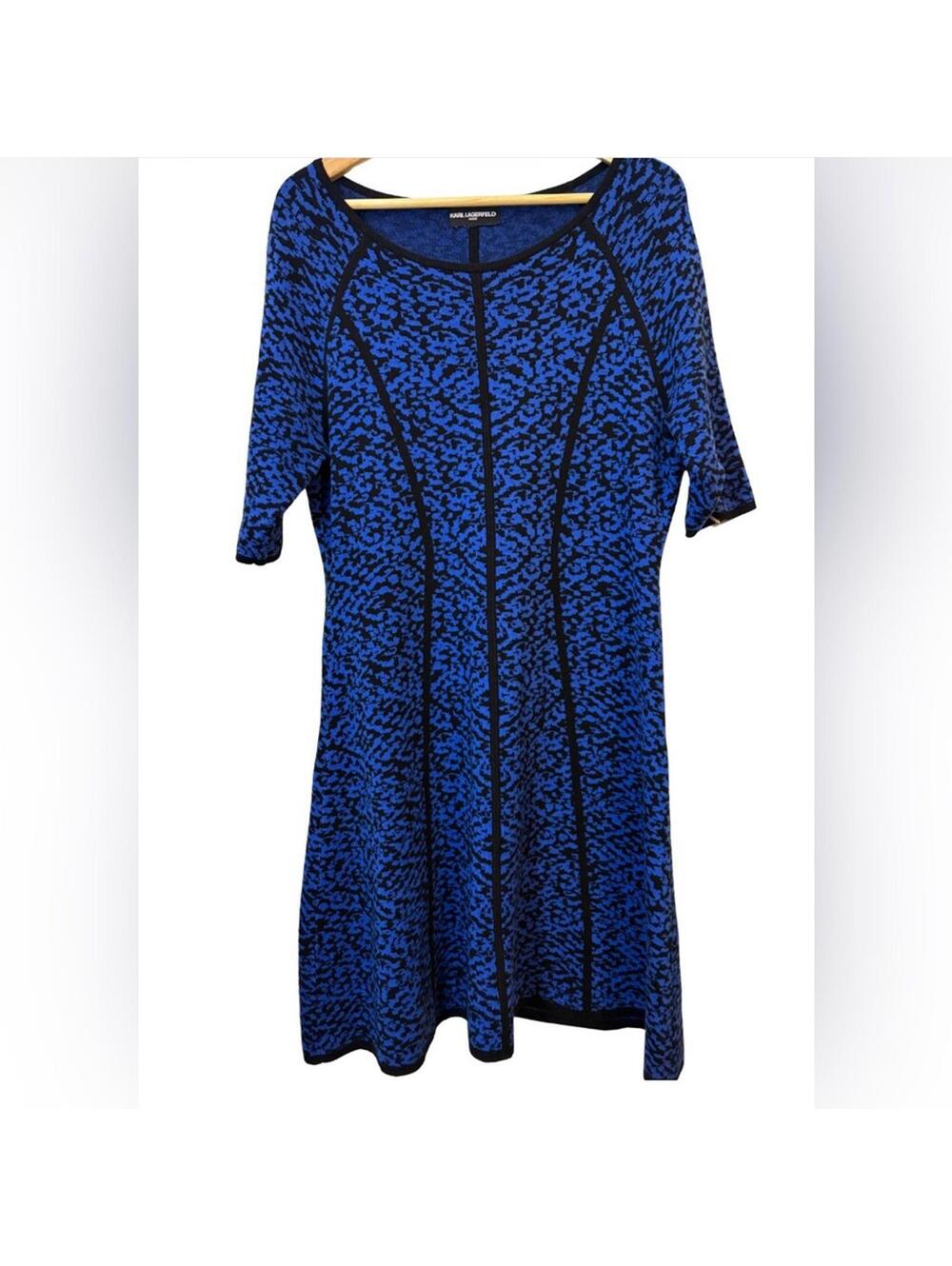 Karl Lagerfeld XL Blue Abstract Midi Dress